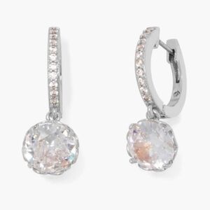 Kate Spade Bright Ideas Silver Pave That Sparkle Hoop Earrings Crystal Charm NWT